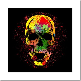 Paint Splat Skull (Colour splash skull) Posters and Art